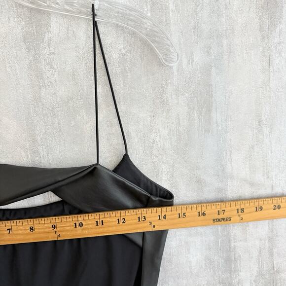 ALIX NYC Black Faux Leather Bodysuit Size M Open Back Cutout Spaghetti Straps - Picture 14 of 16